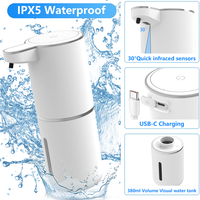 380ML Touchless IPX5 Waterproof Wall-Mounted ABS Material New Electric Automatic Smart Sense Soap Dispenser for Bathroom Kitchen