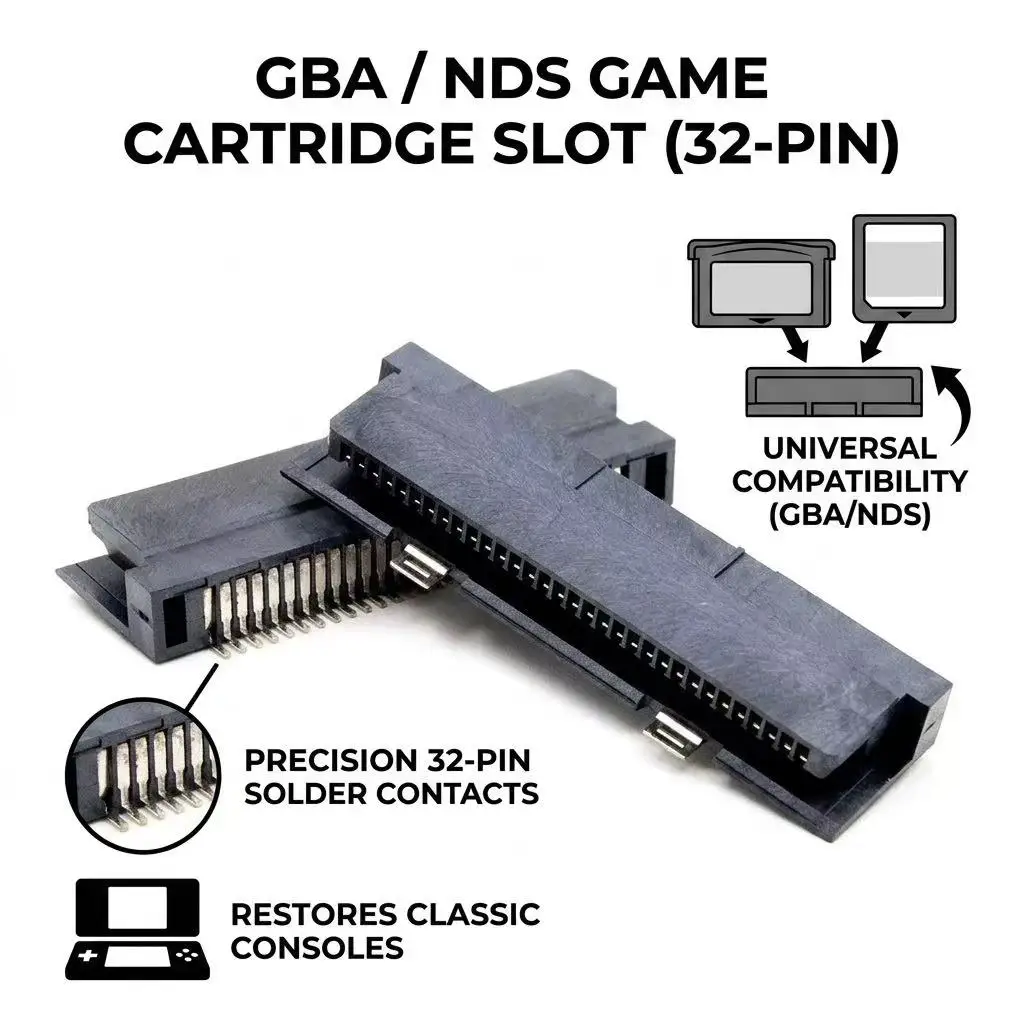 1Piece For GameBoy GB GBA GBC NDS Game Console 32 Pin Cartridge Slot Card Reader Connector  Replacement Repair Part ﻿