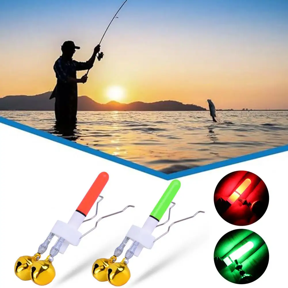 Fishing Rod Tip Light with Dual Bells Fishing Bite Alarm LED Lamp Night Fishing Pole Tip Strike Sensor Alert Light