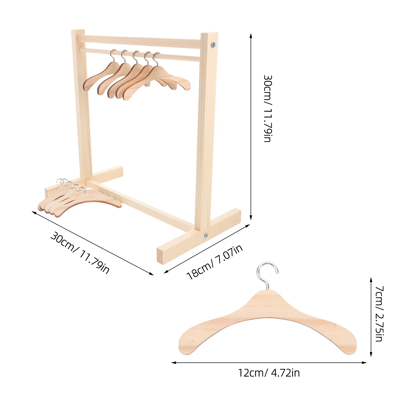 Miniatur-Kleiderständer aus Holz für Puppenhaus, 1 Set, kleiner Kleider-Organizer, Ausstellungsständer, Kleiderbügel, Babyparty-Geschenk