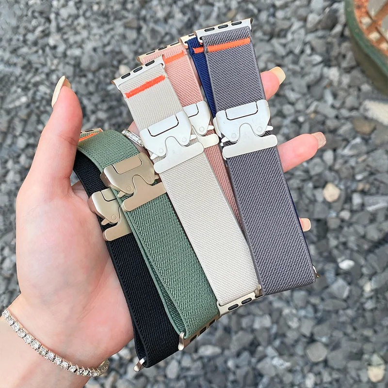 Нейлоновый ремешок для Apple Watch Ultra 2 Band 49 мм 10 9 8 7 45 мм 41 мм 44 мм 46 мм 42 мм Плетеный эластичный браслет для IWatch Series 6 SE