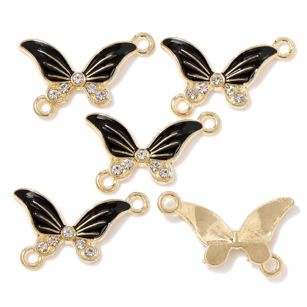 

20PCS Cute Butterfly Charm DIY Bracelet Necklace Enamel Alloy Metal Pendant Connector for Jewelry Making Accessries 20x10mm