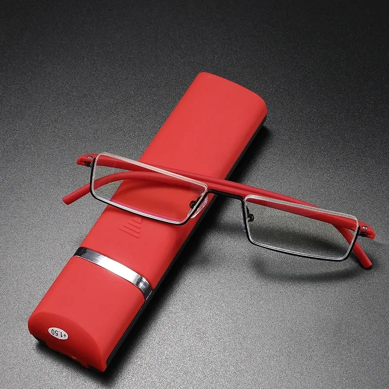 Anti blue light Coated Lenses Business Half Frameless Ultra-light Portable Reading Glasses + Box +1.25 +1.5 +1.75 +2.25 To +4 image 2