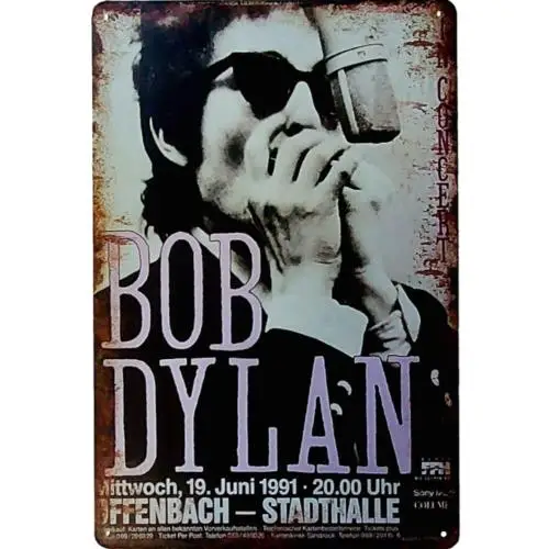 Placa de Metal Vintage Bob Dylan - Pôster de Concerto de Rock and Roll - Decoração em Alumínio