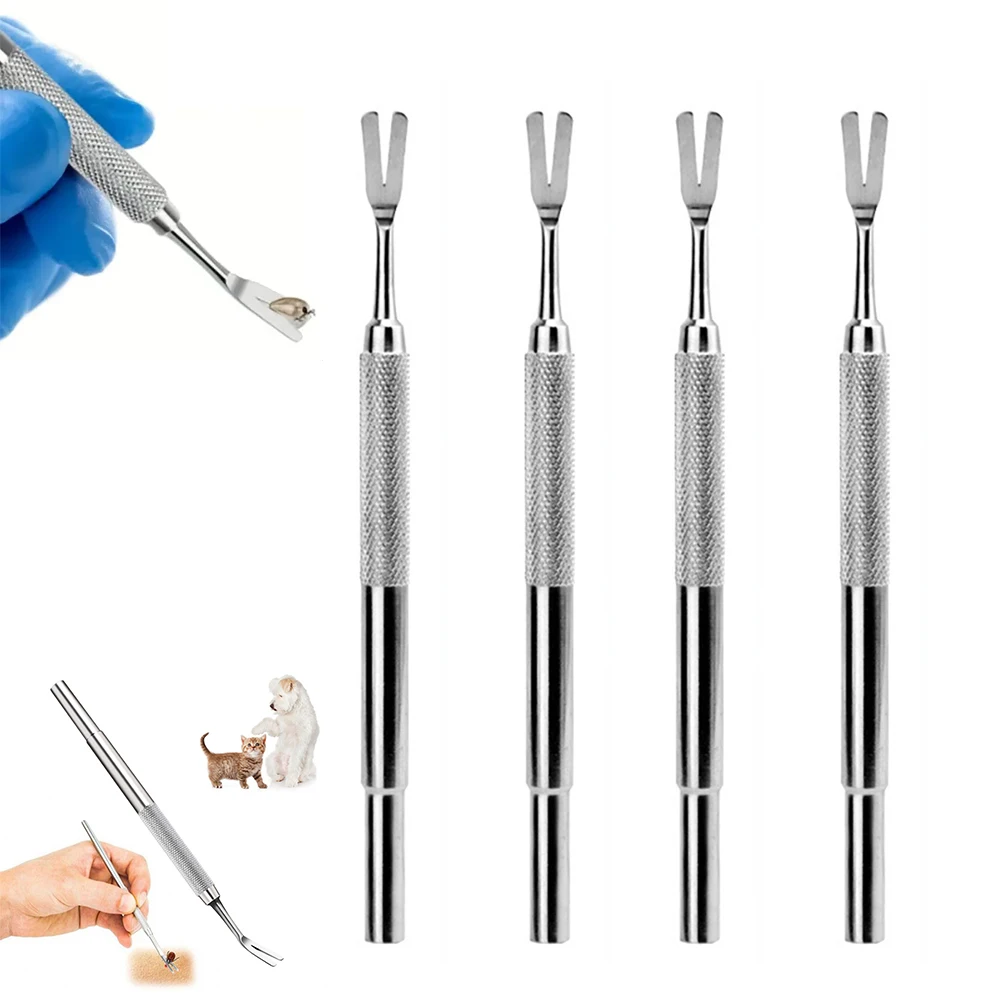 Dog Cat Parasite Remover Tool, Stainless Steel Flea Fork & Tick Remover, Lightweight Hand Tool Suitable for Home Outdoor Use