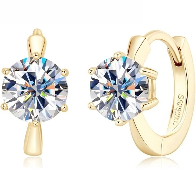 

S925 Sterling Silver Drop Earring White Gold Plated 2CT Moissanite Certificate Lab Diamond Hoop Earrings For Women Party Gift