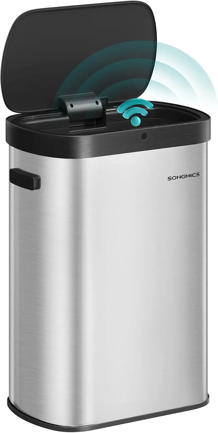 

Automatic Motion Sensor Trash Can, 13-Gallon Stainless Steel with Soft Close Lid and Bags Included