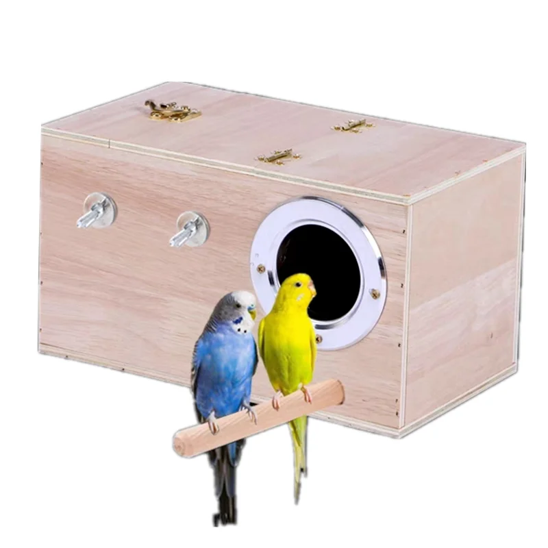 Wooden Bird Cage Nesting Box Hatching Nest Parakeet Nest Breeding Aviary Bird House Budgie Nesting Parrot Cage Birdhouse