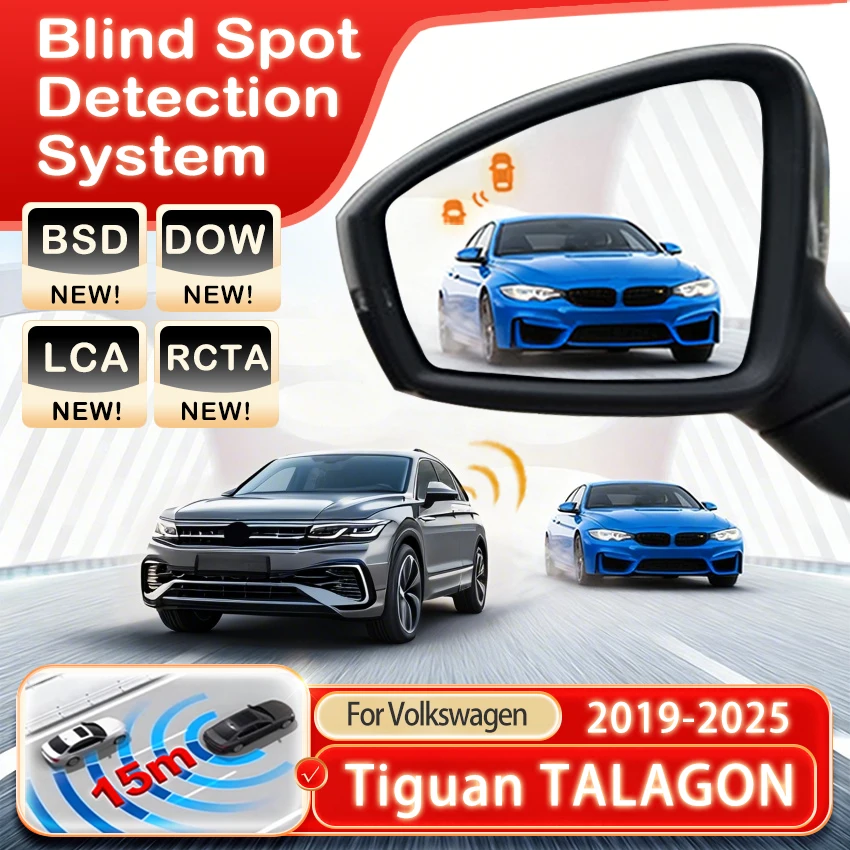 Car Mirror light Alarm BSD BSM BSA For Volkswagen Tiguan Viloran TALAGON TAYRON Tharu T-Cross 2019~present Blind Spot Detection