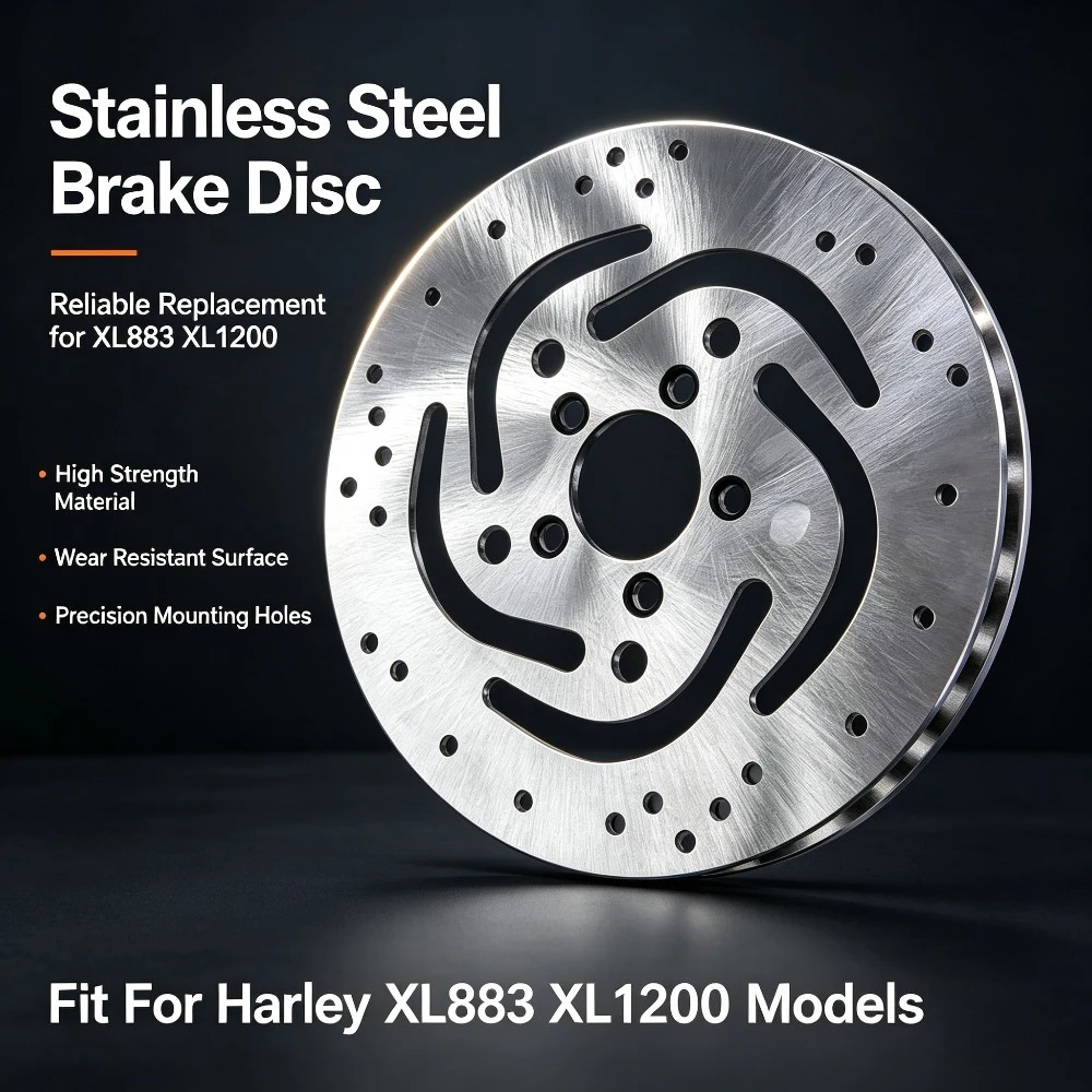 Front Rear Brake Disc Compatible with Harley XL883 XL1200 Fat Boy Dyna Road Glide Road King Motorcycle Aftermarket Brake Rotor
