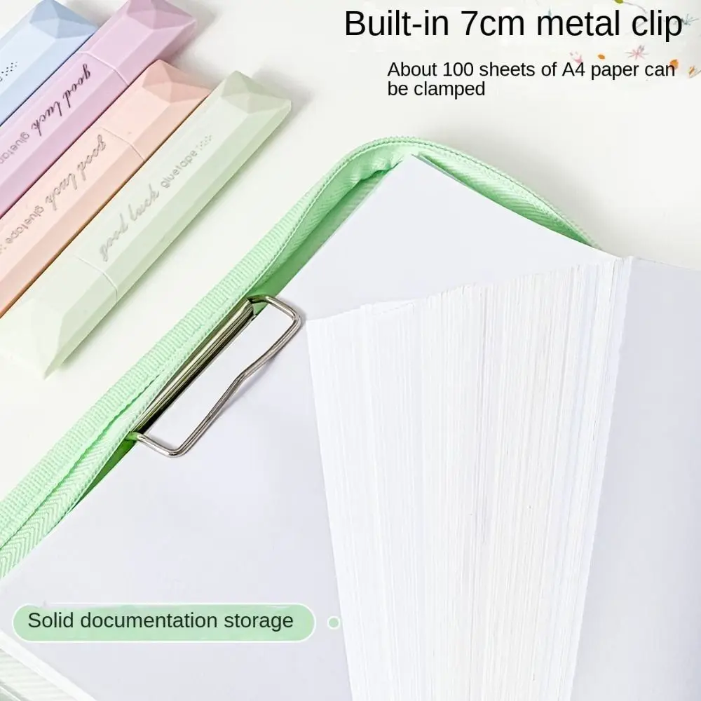 Portable with Clipboard A4 Folder Large Capacity Writing Pad A4 File Pocket PP Transparent File Folder Bag Students