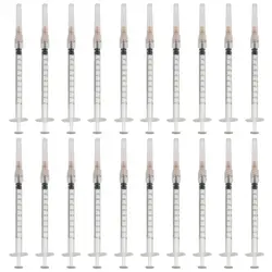 Plastic Manual Push Syringe Scientific Labs 1ml/cc With Cap Feeding Device 25Ga Straight Tip Needle