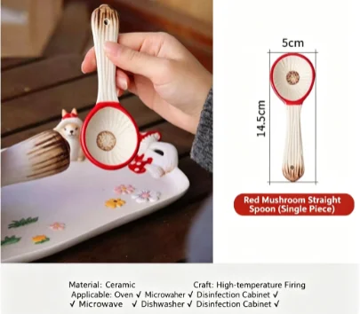 Cute Funny Novelty Ceramic Spoon, Unique Weird Shaped Soup Dessert Spoon for Kids Toddlers