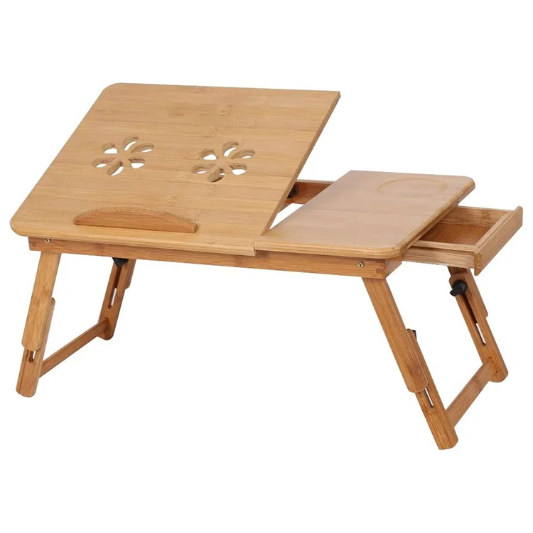 

2023 Hot Selling Foldable Adjustable Laptop Lap Desk Notebook Computer Holder Stand Folding Bamboo Laptop Table Tray for Bed