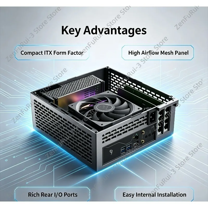A24 V5 5L Mini ITX PC Chassis Small Desktop Case Dual GPU Slot With 1U Single Output Power Supply For Compact Host Installation