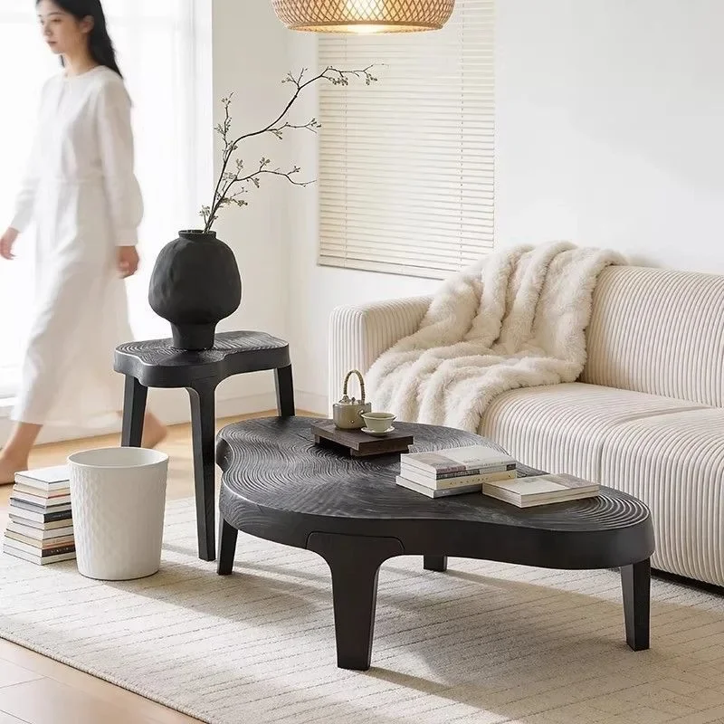 DSA medieval wabi sabi wind irregular coffee table retro homestay living room black solid wood coffee table coffee table