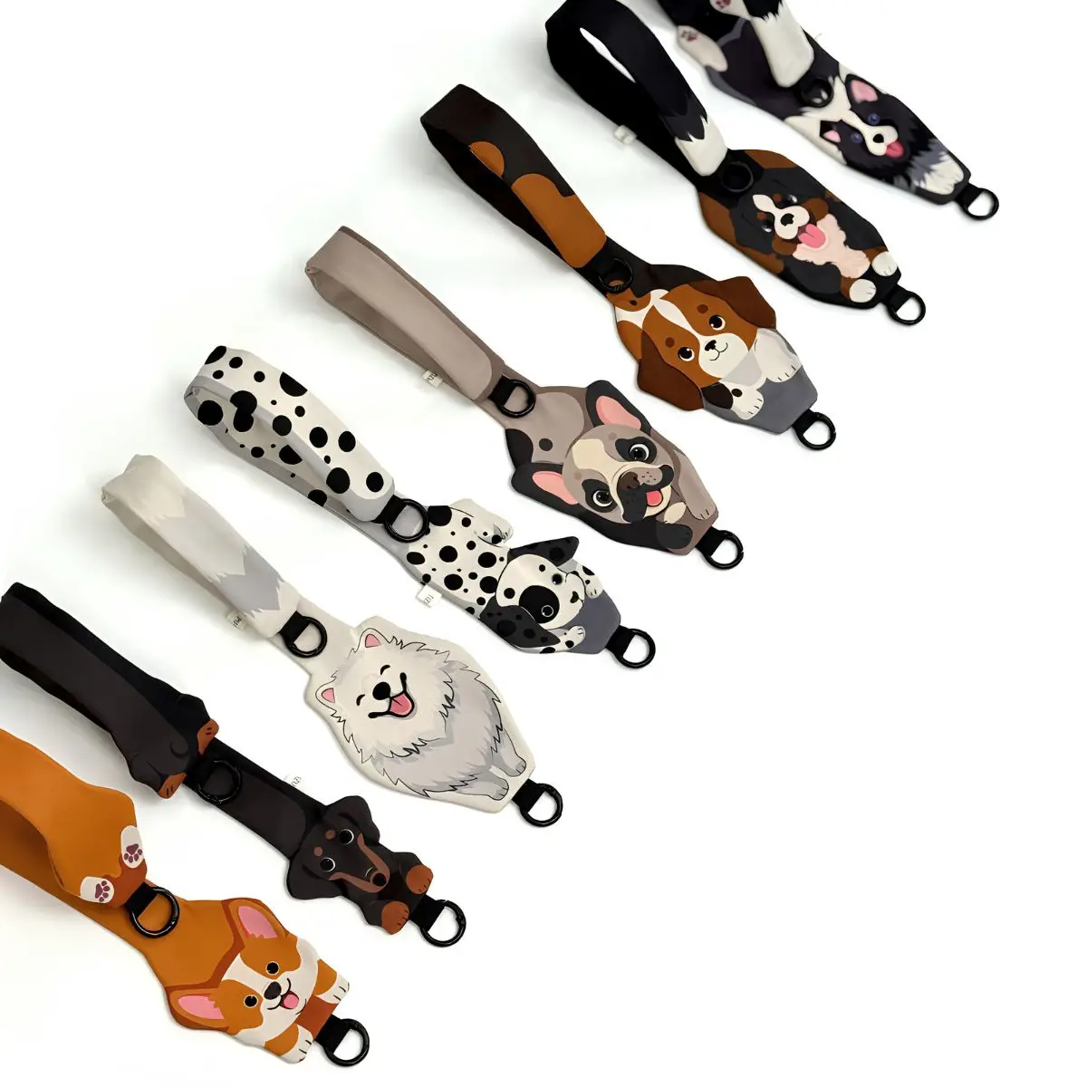 

Коллекция ремешков для телефонов и сумок с изображением собак, милые аксессуары для собак, тканевые ремешки ручной работы с животными, ремешки для телефонов и сумок с корги и биглами.