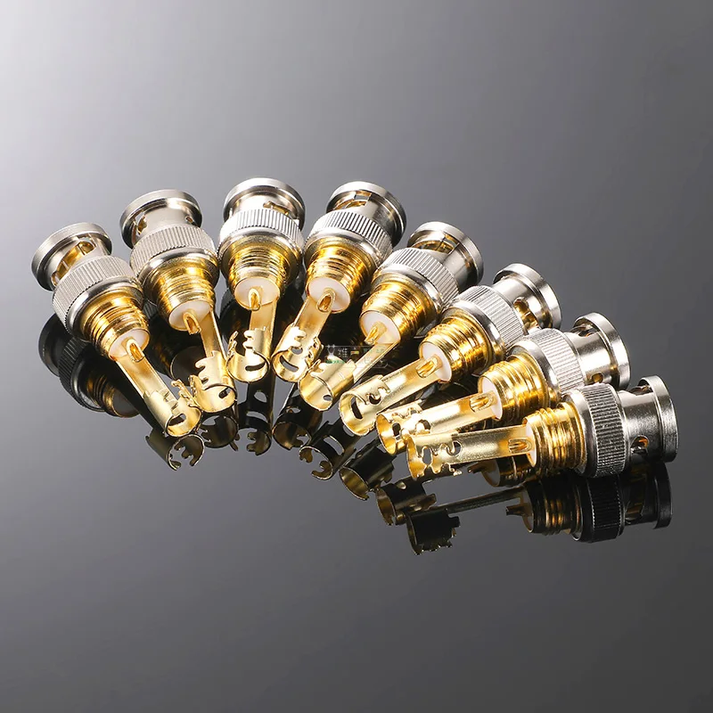 75 Ohm BNC Male Plug HD-SDI Crimp-Solder Connector for 2K/4K CCTV Gold Plated Video Feed Interface Q9 Compatible