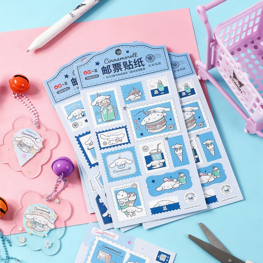 Genuine Sanrio Stamp Style Decor Stickers Kawaii Cinnamoroll Character Sticker For Crafts Planner Notebook Phone Case Decor Gift