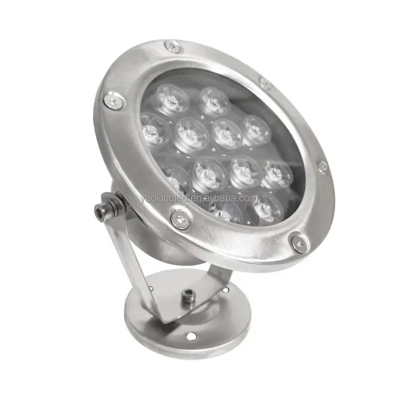 for YK-UW126 12W 304SS DC24V Warm White IP68 Waterproof LED Underwater Spotlight Multifunctional Asia-Europe Collet Pool