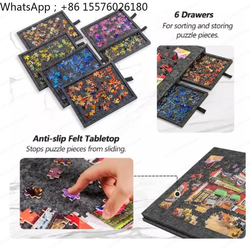 Puzzle Sorting Board - Puzzle Table Board, 6 Drawers with Stand/Cover, Portable Puzzle Board