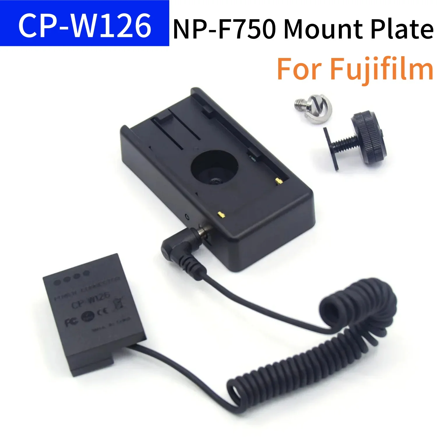 

CP-W126 NP-W126 Dummy Battery to NP F970 F960 F750 F550 Supply Adapter Mount Plate Power for Fuji X-T100 X-T20 X-PRO2 X-A7 X100F