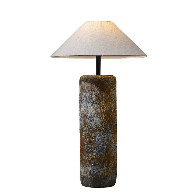 

Chinese made retro ceramic floor lamp for home decoration, vertical stone floor with fabric lampshade