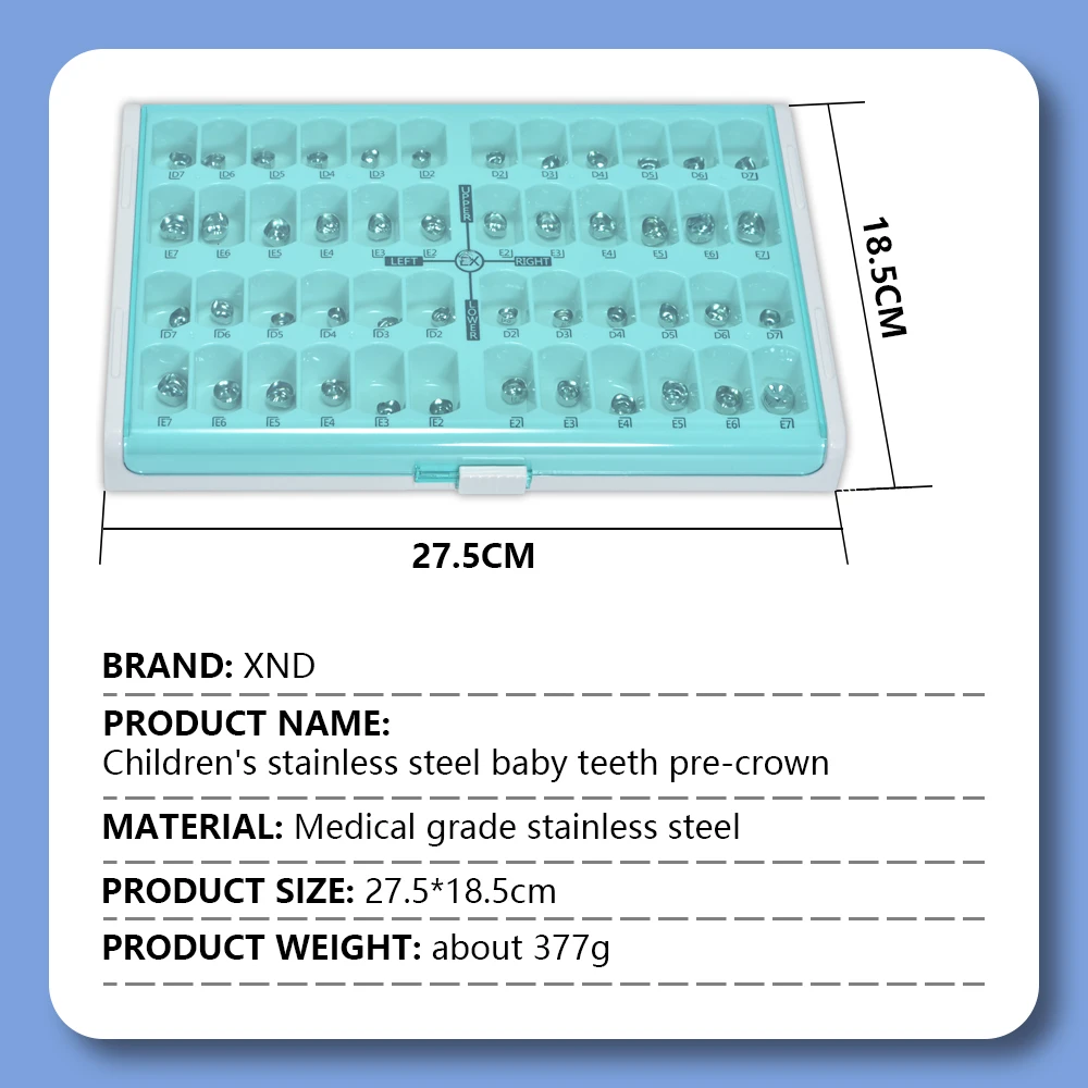 XND 48 szt. Zęby korony dentystycznej podstawowej trzonowca Wstępnie uformowane tymczasowe korony ze stali nierdzewnej Zestaw dla dorosłych dzieci