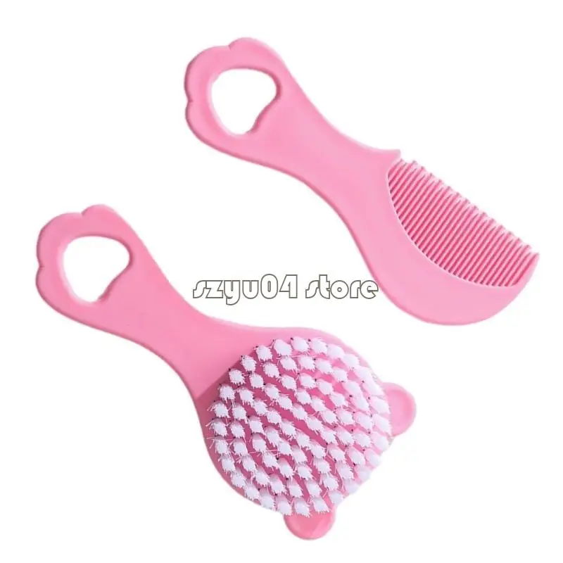 

4X7D Infant Comb with Hairbrush for Delicate Skin Feature Lovely Bear Pattern New Parents Essential Hair Care Tools