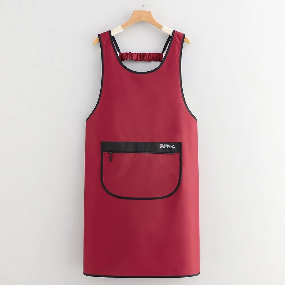 

New Polyester Cooking Apron Waterproof Protective Chef Aprons Front Pocket Oil Resistant Working Clothes Home Use