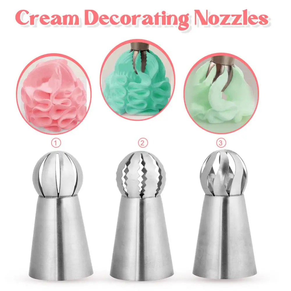 3PCS Wedding Cake Nozzles Cake Turntable Pastry Puff Skirt Icing Piping Nozzles Dessert  Cake Cupcake Decorator Tool Kitchen New