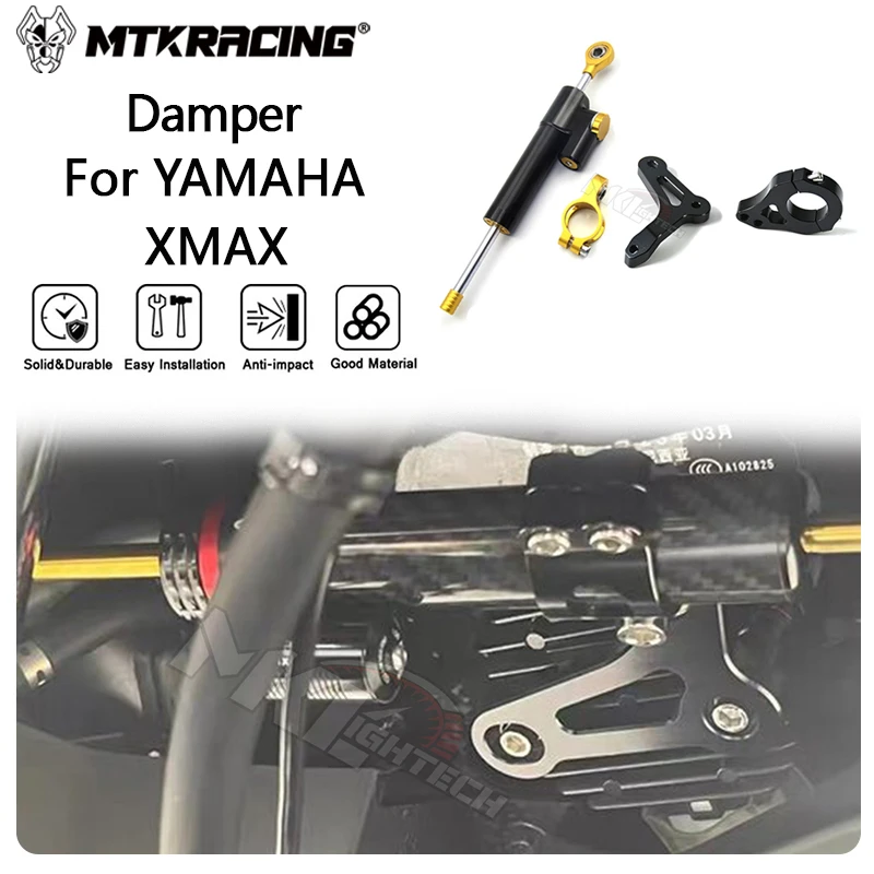 

MTKRACING Damper For YAMAHA XMAX300 2023-2024 Motorcycle Steering Damper Adjustable Stabilizer Bracket Kit