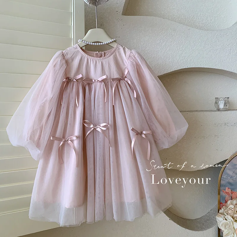 New Summer Kids Girls Two Piece Set, 3D Mesh Ruffle Patchwork Top with Skirt Casual Cute Outfit for 100-150cm