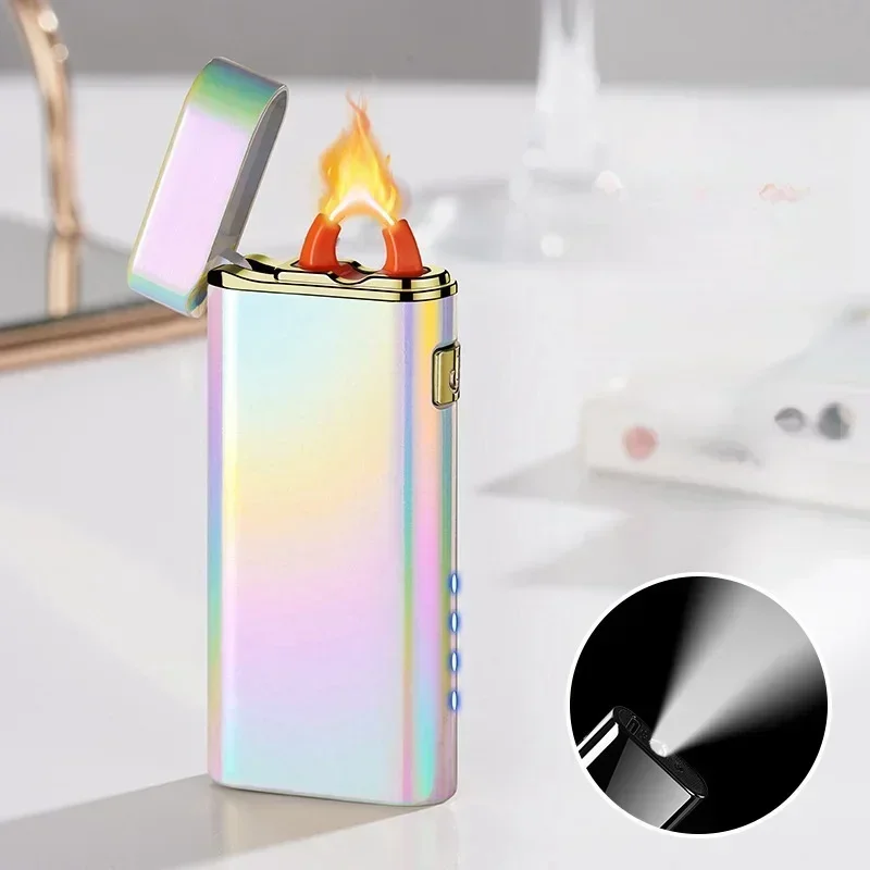 Metal Arc Fire Lighter USB Rechargeable Plasma Flameless Lighter Power Display LED Flashing Light Type-C Electric Lighters - view 3