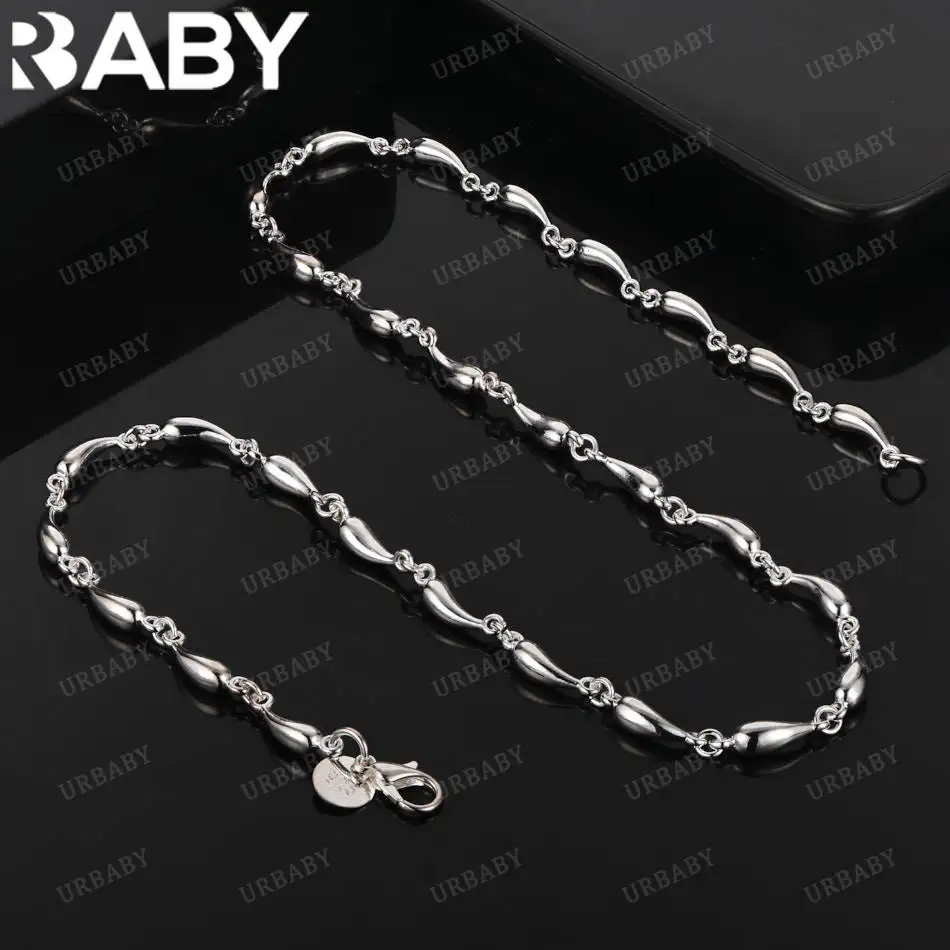 

URBABY 925 Sterling Silver 45cm Chain Necklace For Women Charm Trend Birthday Gifts Fashion Party Fine Jewelry