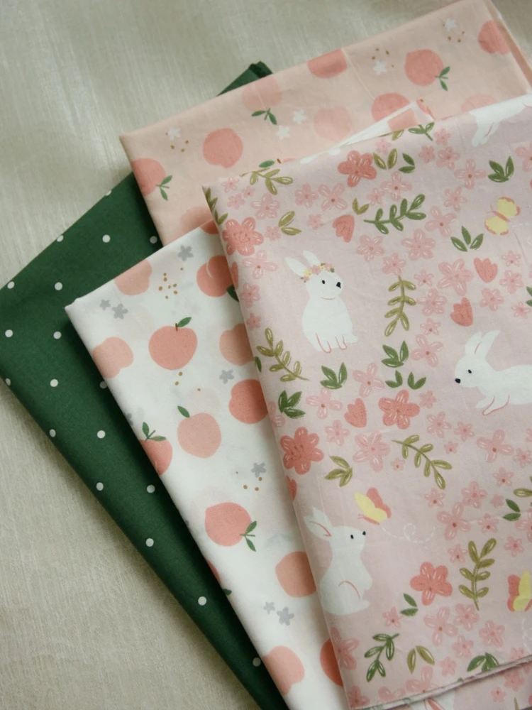 160x50cm DIY Pure Cotton Fabric with Peach Blossom Twill Pattern for Children\'s Clothing and Dress Cloth