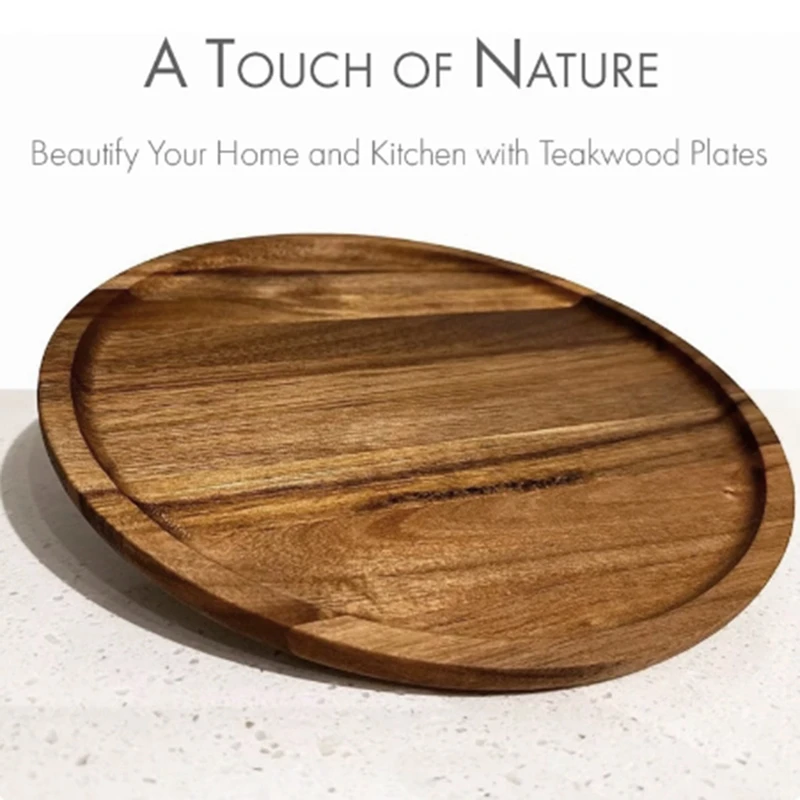 Round Wood Tray,Wooden Serving Tray,Serving Platter,Appetizer Charcuterie Board,Tray Organizer For Kitchen/Countertop