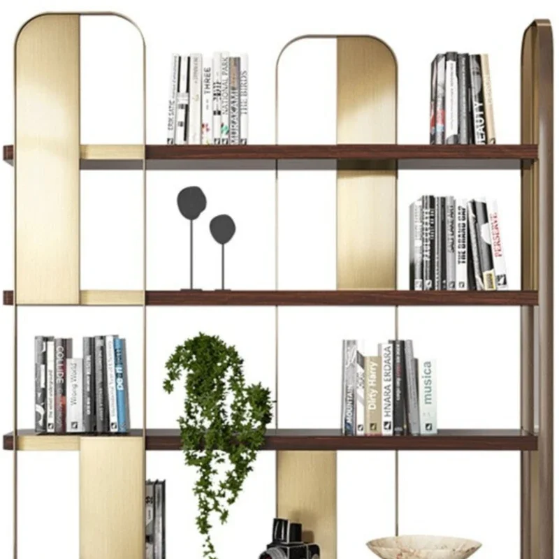 Stainless steel bookshelf floor-to-ceiling living room multi-level shelf Shelf Office display shelf