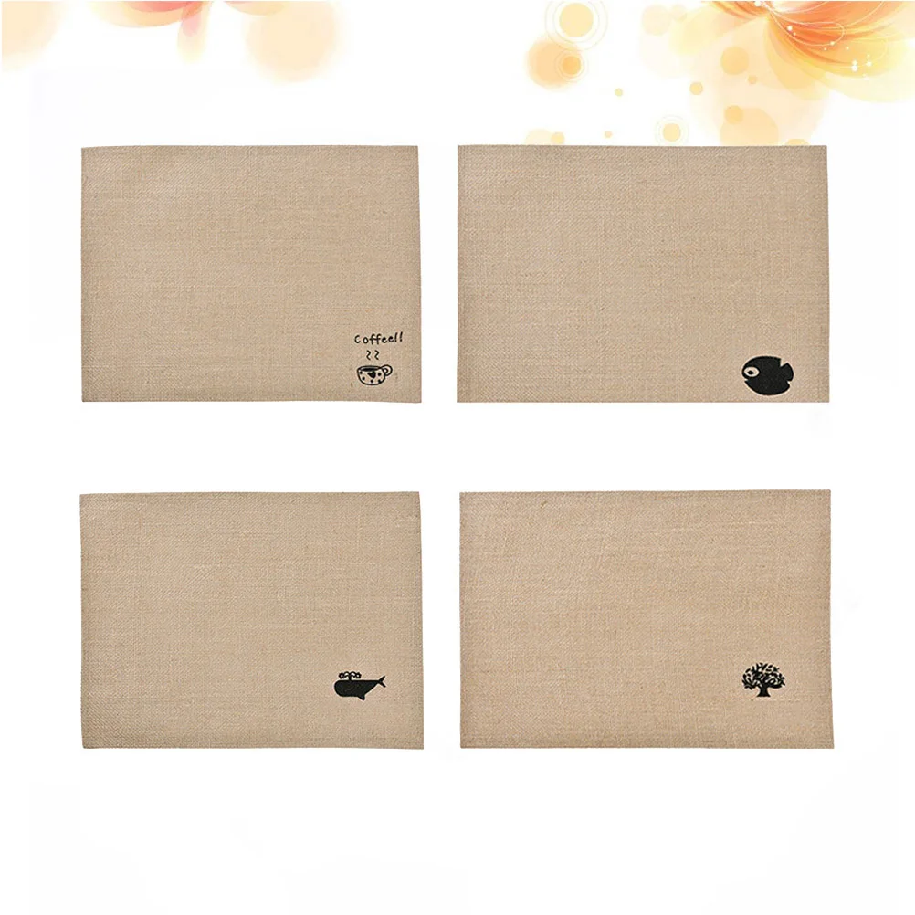 

Waterproof ScaldProof Placemat Thickened Jute Insulation FoodServing Mats GreasyEasy Clean Dining BBQ Party HomeTextile