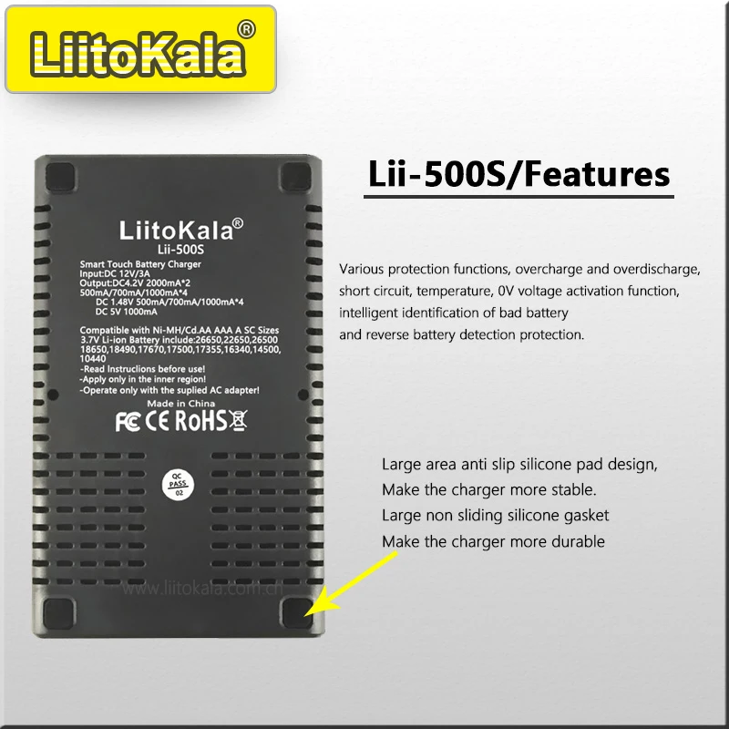 LiitoKala Lii-500S Smart Charger 4 Slot LCD 18650 26650 21700 14500 Li-ion NiMH AA AAA Fast Charge Capacity Test Discharge