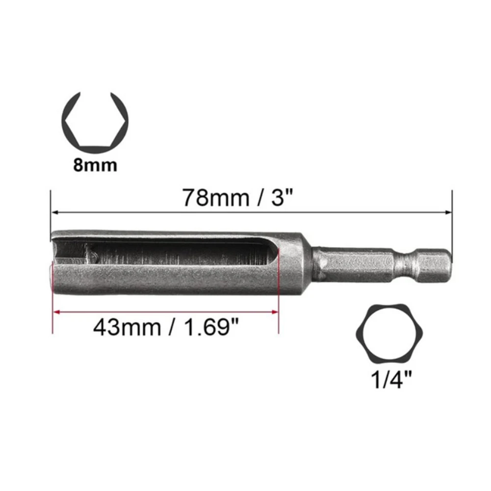 Nut Driver Precision Nut Driver Bit Socket Wrench Set with 1/4 inch Hex Shank 80mm Length and Slotted Extension