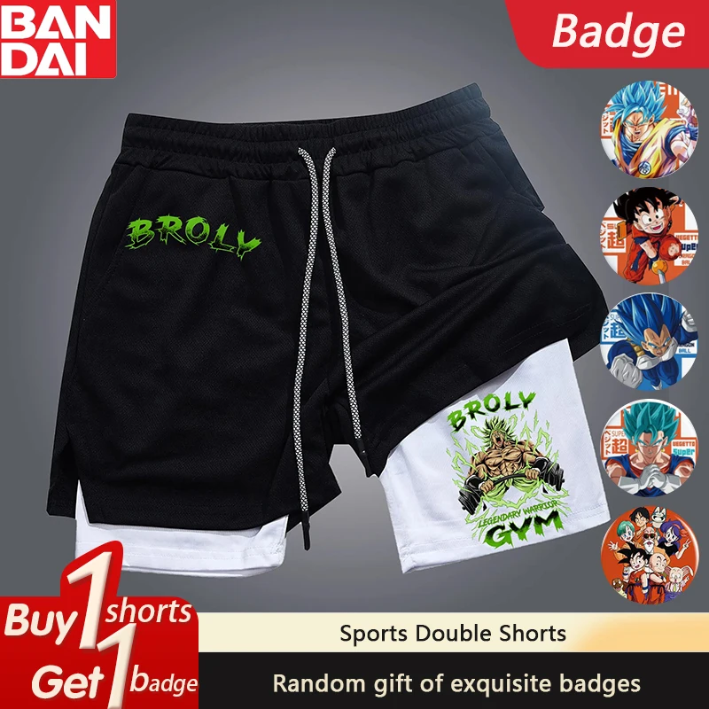 

Dragon Ball Peripheral Animation Printing Double-layer Sports Shorts 2025 American Summer Trend Men's and Women's Fashion Shorts