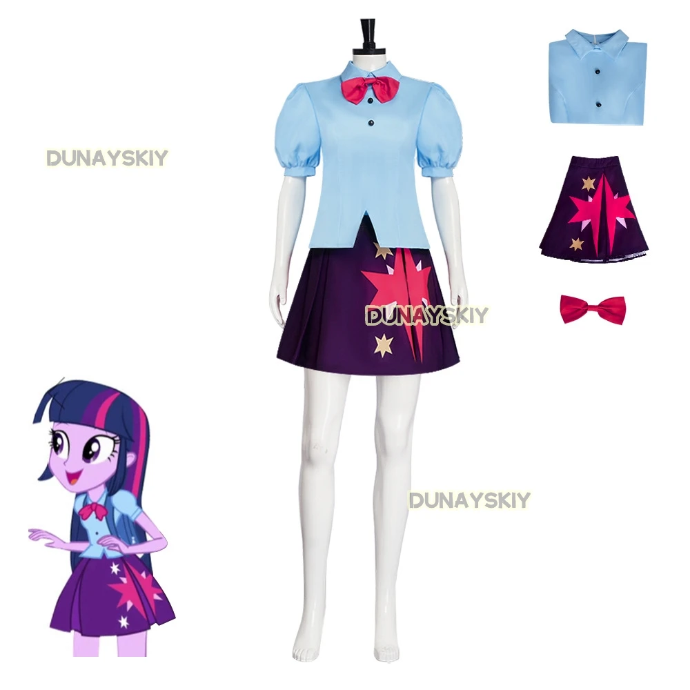 Kostium Twilight Sparkle ludzka sukienka przebranie na karnawał koszula marynarska krótka sukienka Halloween karnawałowy zestaw mundurków imprezowych