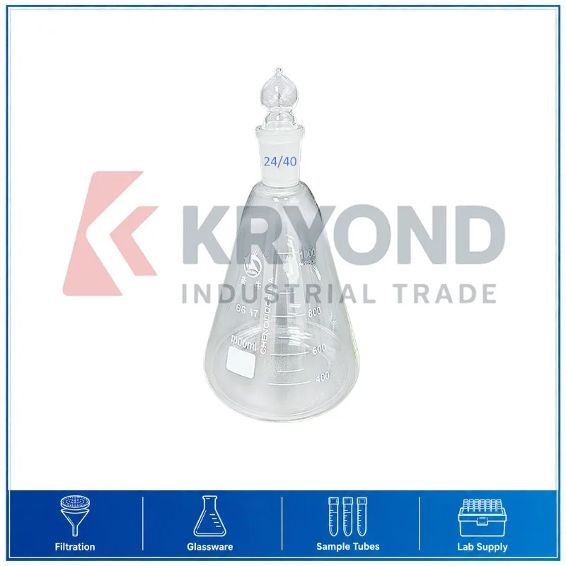 Ground Joint Stopper Erlenmeyer Flask 24/40 High Borosilicate Glass 50mL 100mL 250mL 500mL 1000mL Conical Vessel Research Series