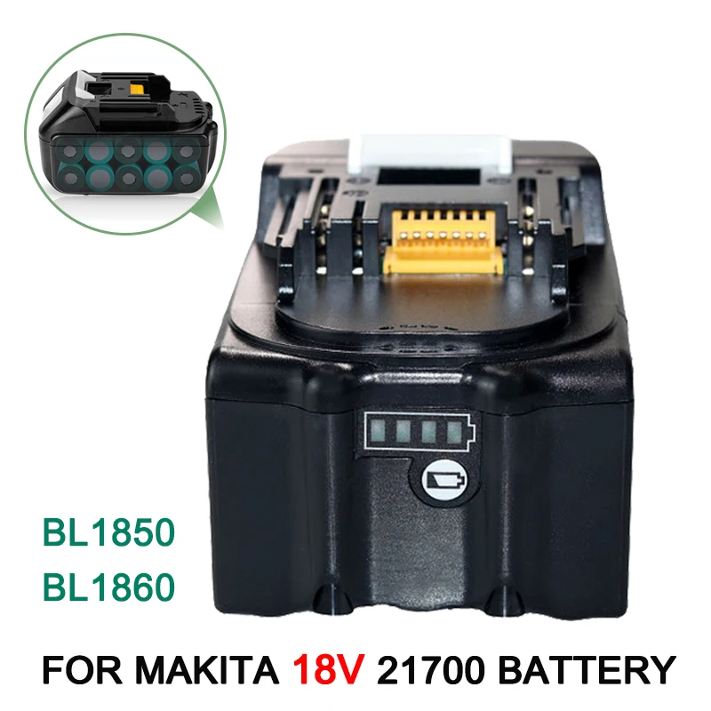 

18V 8000mAh/10000mAh Rechargeable Lithium ion 21700 Battery,Suitable for Makita BL1850 BL1860 18V Cordless Power Tool Series