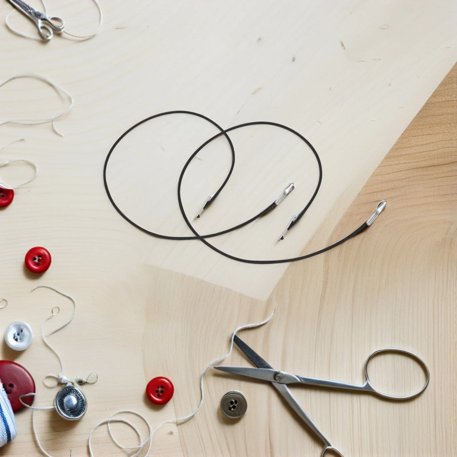 100 pçs cabo elástico farpado preto metal termina máscara extensível cinta extensor diy artesanato encadernação corda elástica resistente