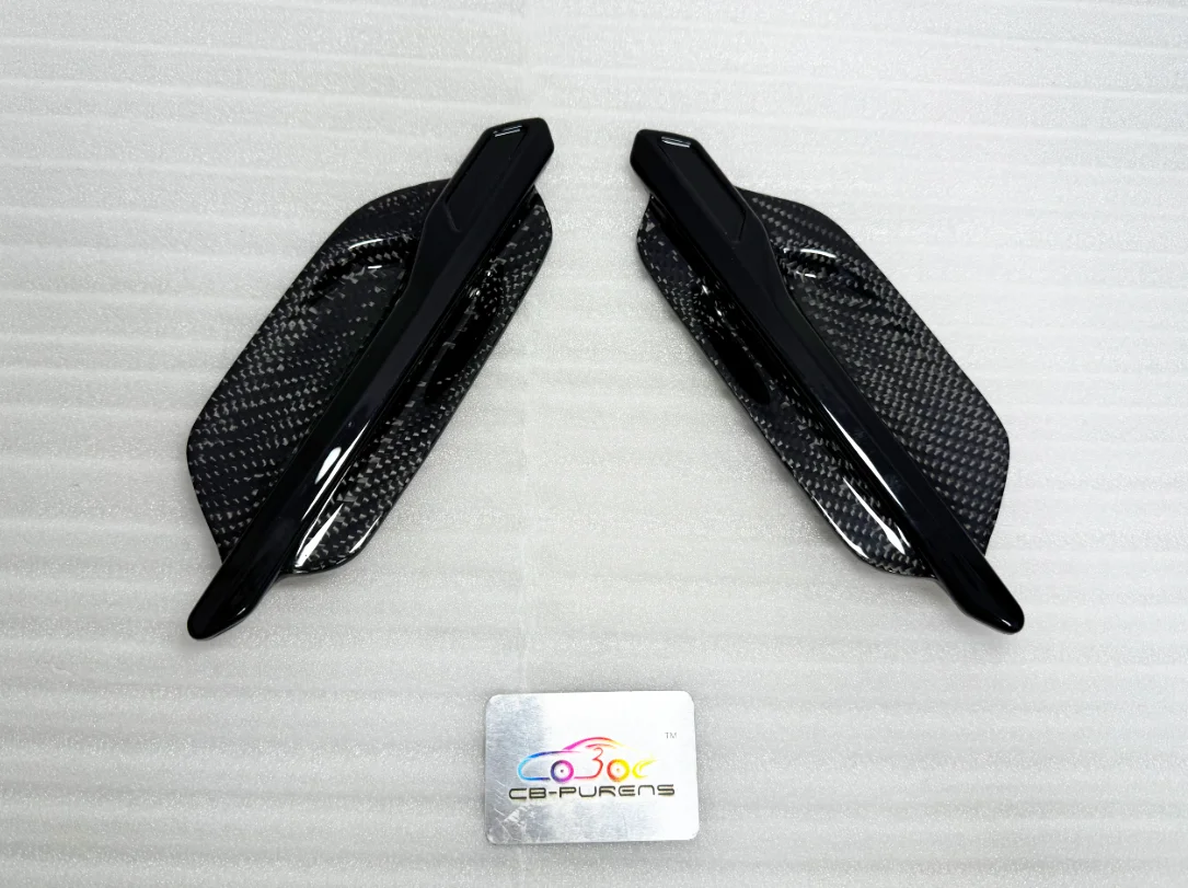 For BMW M2 Series F87 2014+ Carbon Fiber+ABS Side Fender Vent Trim Replacement + Stick-On Type W/Logo 2 Pcs/Set