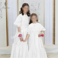 White Satin Ruffles Adorable Flower Girl Dresses For Wedding Birthday Party Princess Prom Official Events Costumes