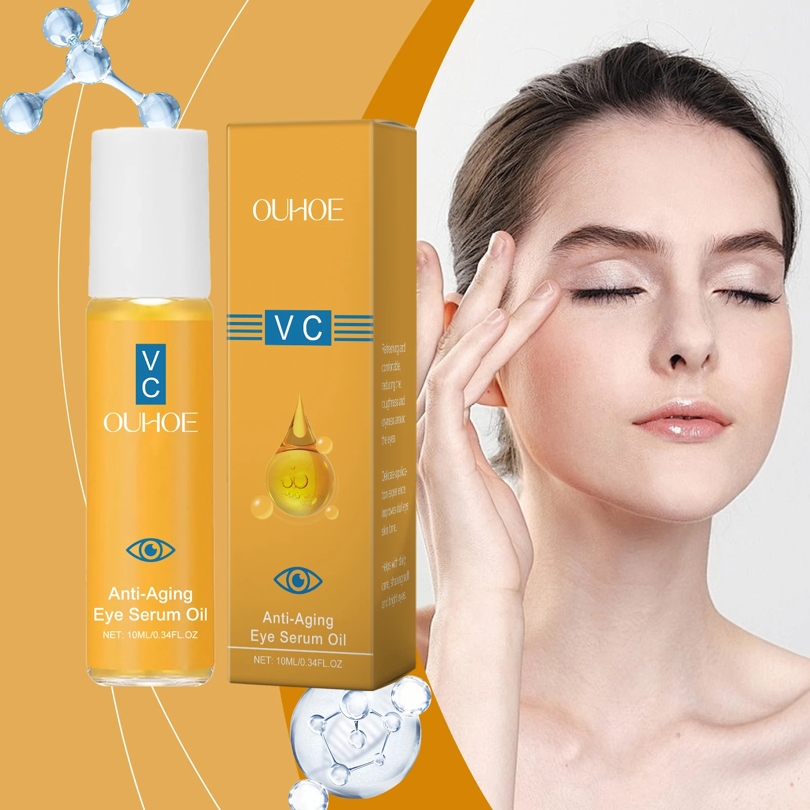 Aceite de esencia para ojos antienvejecimiento, reafirmante, iluminador, Reduce las arrugas, se desvanece, líneas finas, elimina la hinchazón, hidratante, suave, aceite de suero para ojos VC