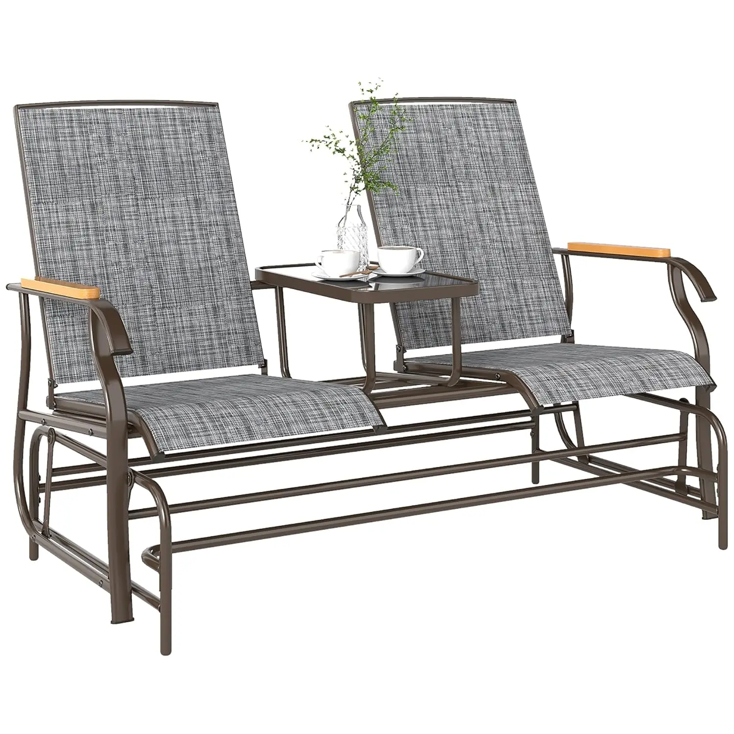 

Двухместные уличные качели-скамейка для патио с дышащей сеткой, стальной каркас, для сада, двора, веранды, на заказ